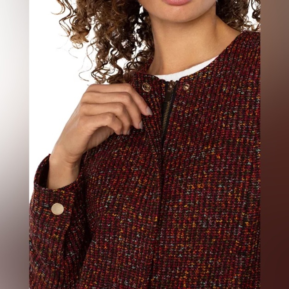 Liverpool Los Angeles Collarless Zip Up Tweed Jacket Office Casual Colorful Chic - Picture 4 of 16